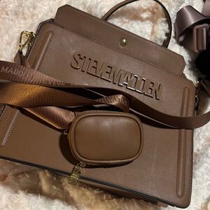 Steve Madden Tan Shoulder Bag with Logo Strap